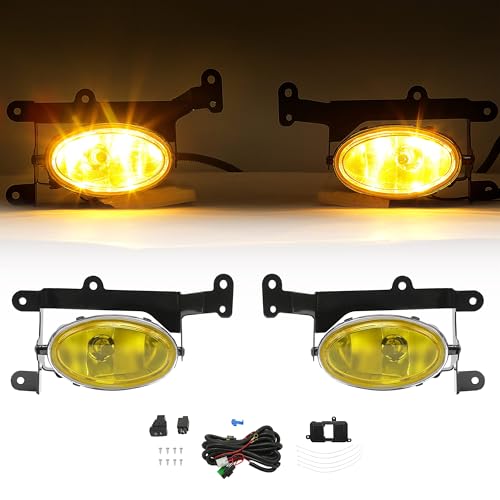 ECOTRIC Driving Fog Lights Compatible with 2006-2008 Honda Civic Coupe Si Yellow Replacement for HO2890114 08V31-SVA-111 Lamp w/Switch Bulbs Harness Kit Pair