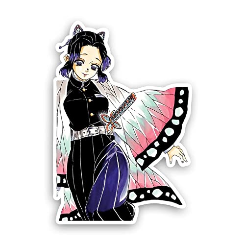 Dawowan 5.7'' for Demon Slayer Beauty Kochou Shinobu Car Stickers Bumper Window Anime Car Decals Laptop Car Accessories Waterproof Vinyl Decals