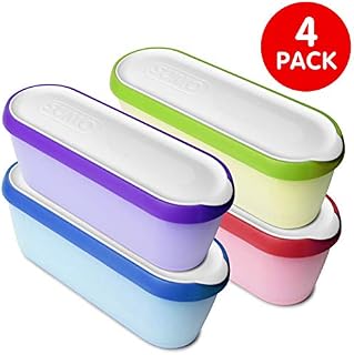 SUMO Homemade Ice Cream Containers: Dishwasher Safe Tub. 1.5 Quart (4-Pack, Rainbow)