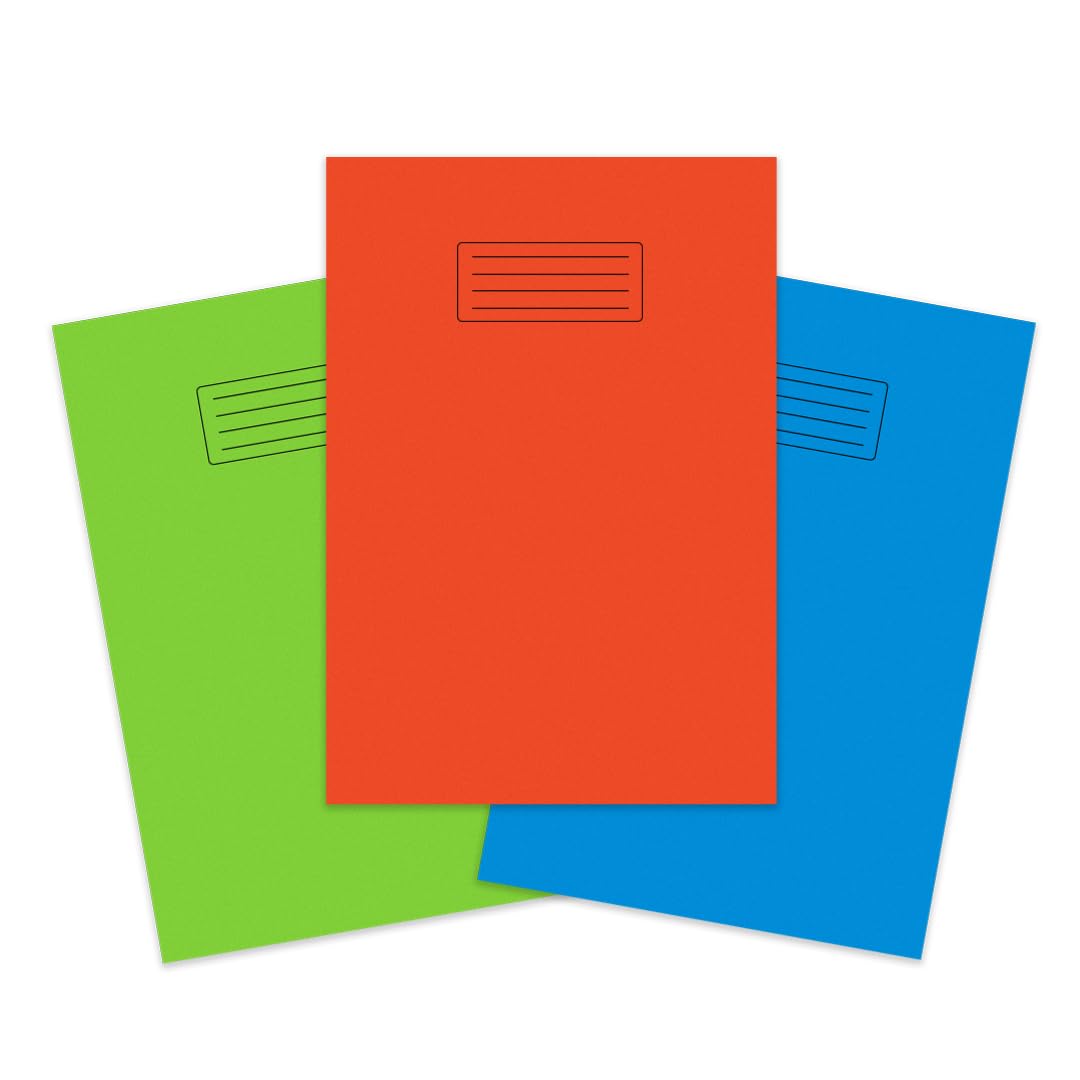 indigo® A4 60 Pages Exercise Book with Bright Laminated Cover - 8mm Lined and Margin (Pack of 12, Assorted)