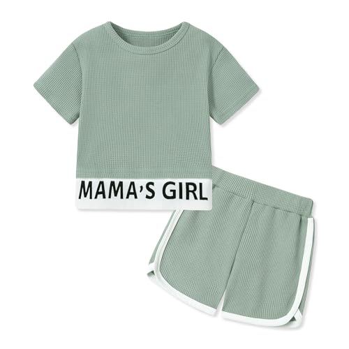 ZOEREA Toddler Girls Clothes Summer Outfits Short Sleeve Pullover Sweatshirt Tops + Shorts Set Sweatsuits 18M-6T