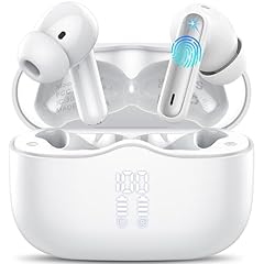 Cuffie Bluetooth 5.4 In Ear, Auricolari Bluetooth HiFi Stereo con 4 ENC Cancellazione Rumore Mic, 40 Ore Cuffie Wireless LED USB-C, IP7 Impermeabili Cuffiette Sport Senza Fili per iOS Android, Bianco