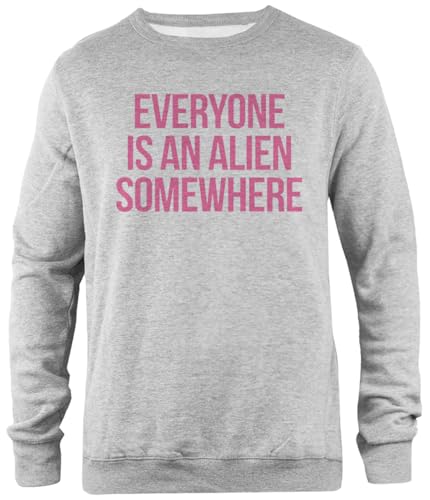 Pinitotee Everyone Is An Alien Somewhere Maglione Unisex Girocollo Grigio Regolare