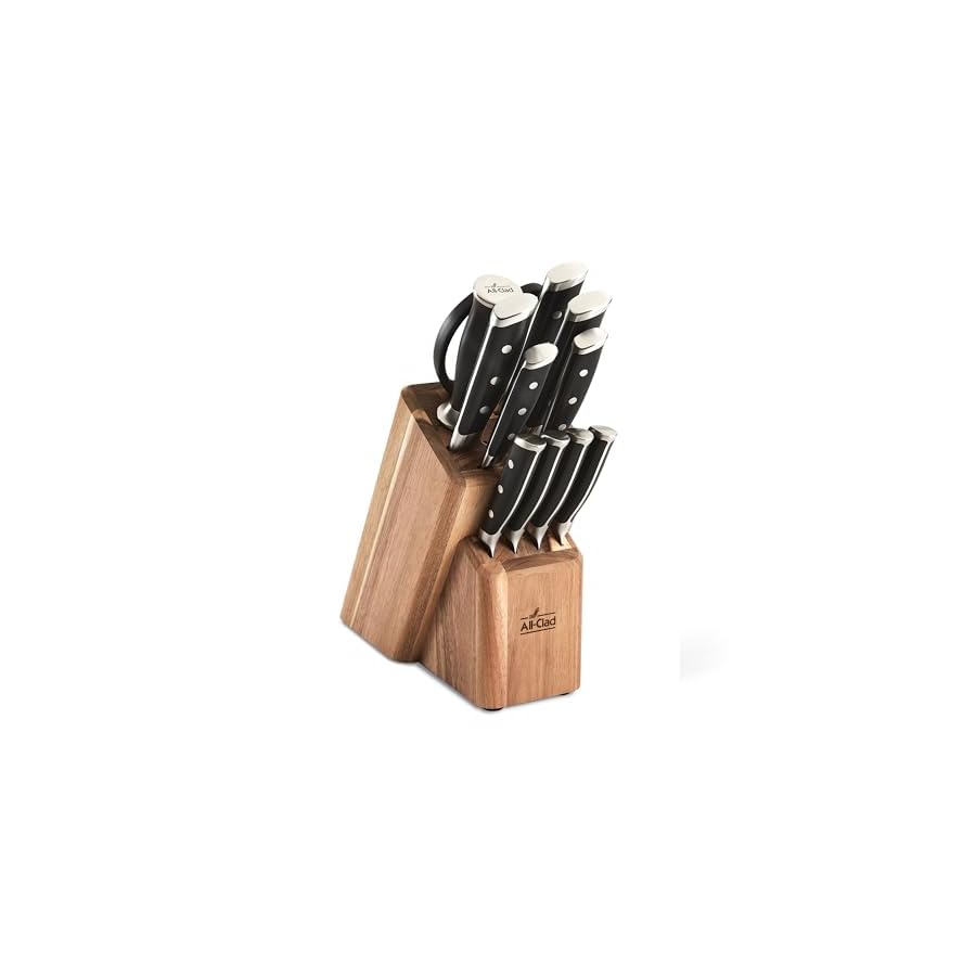 All-Clad-Forged-German-Stainless-Steel-Knife-Set-and-Acacia-Wood-Block-12-Piece-Fully-Forged-Expert-Precision-Knife-Set-Cookware-Knife-Block-Set-Kitchen-Knives-Ultra-Sharp-Kitchen-Utensils All-Clad Forged German Stainless Steel Knife Set