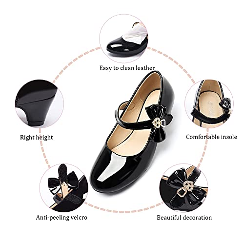 ADAMUMU Girls Low Heel Shoes PU Dress Shoes for Wedding(Little Big Kids)2
