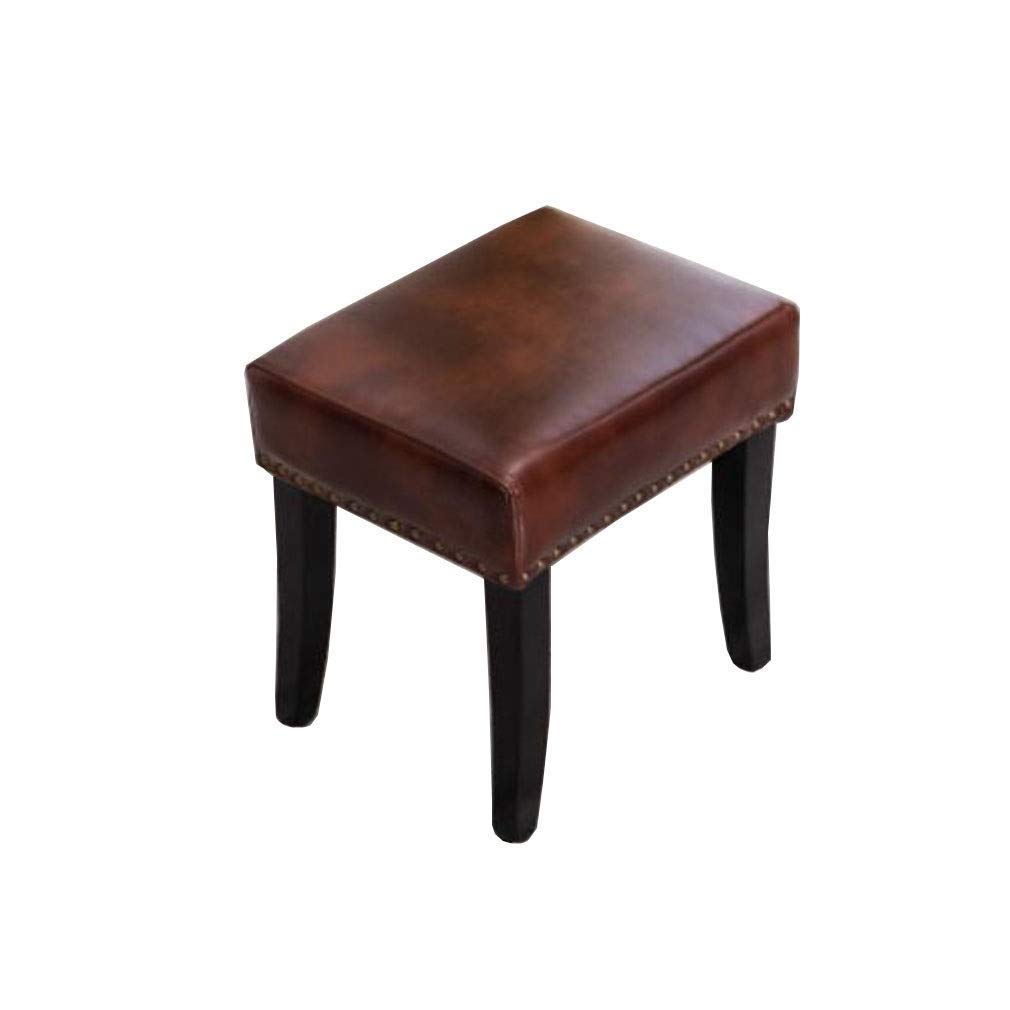 Taboret do Siedzenia Tapicerowany podnóżek Prostokątny taboret ze sztucznej skóry w stylu retro, nogi z litego drewna (kolor: #1)