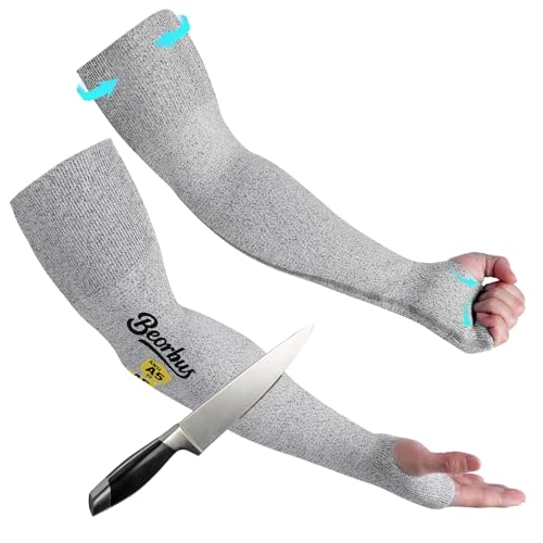 Beorbus ANSI A5 Cut Resistant Arm Sleeves with Thumb Hole for Men & Women