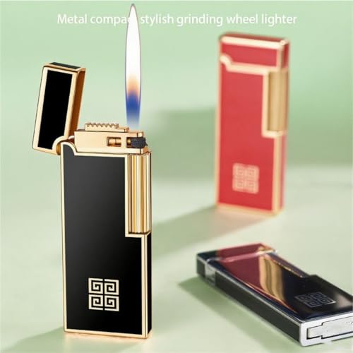 Encendedor metálico recargable de butano, diseño retro miniatura 6