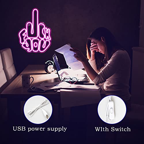 Faxfsign Letters Gesture Neon Signs For Wall Pink Led Neon Lights Usb Neon Wall Light Neon Bar Light Up Sign For Bedroom Party Pub Game Zone Decoration #TOP3