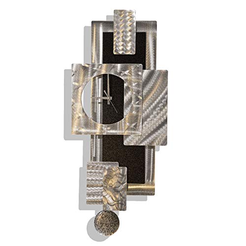 Statements2000 Silver & Black 3D Metal Wall Clock Art - Abstract Modern Functional Wall Sculpture Accent Modern Home Décor By Jon Allen, 31" X 13" - Titan Clock #TOP2