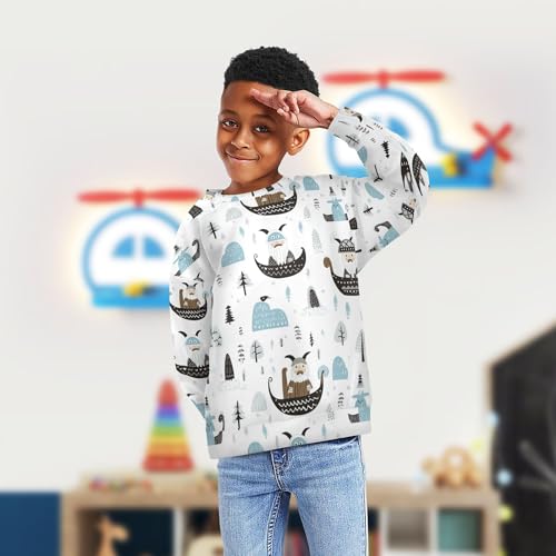 JUNZAN Little Vikings Trendy Scandinavian Little Boys Sweatshirt Hoodie Crewneck Fall Tops Shirts Athletic 4T4