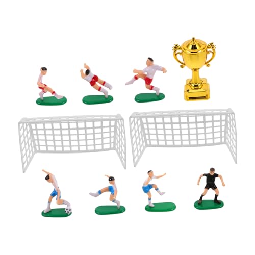ibasenice Miniature Modèle De Trophée Football avec 7 Joueurs Et 2 Filets Décoration De Maison De Poupée Et Fête Accessoire De Gâteau Thème Sport 3.54X2.44X1.38In
