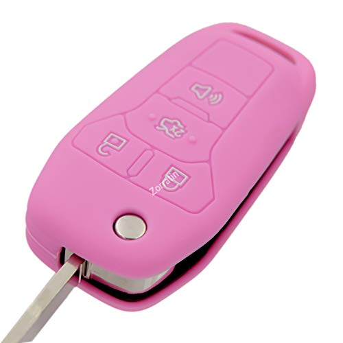 Image of Silicone Rubber Key Fob Cover Protector for Ford Fusion Explorer (Flip Key) N5F-A08TAA 164-R7986 5924003 4 Button Remote Control