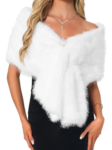 Mariage en hiver avec le châle en fausse fourrure Allegra K chic