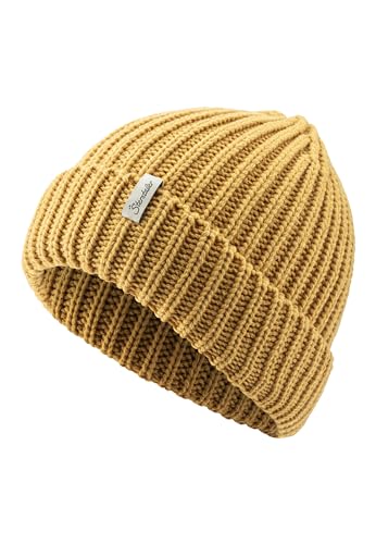 Sterntaler Strickmütze mit Umschlag - Unisex Beanie im coolen Fisherman Style - Weiche Kinder Wintermütze - vanille, 55