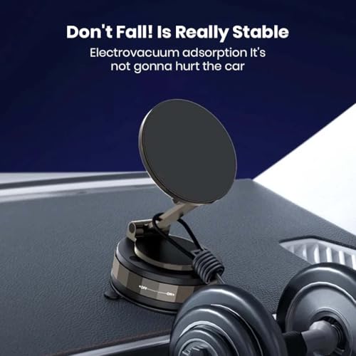 Image of Magnetic Phone Holder for Car Magnetic Mobile Holder with 360 Rotatable & Foldable Metal Cell Phone Holder, Strong Grip Vacuum Seal, Car Mount Compatible with All Phones