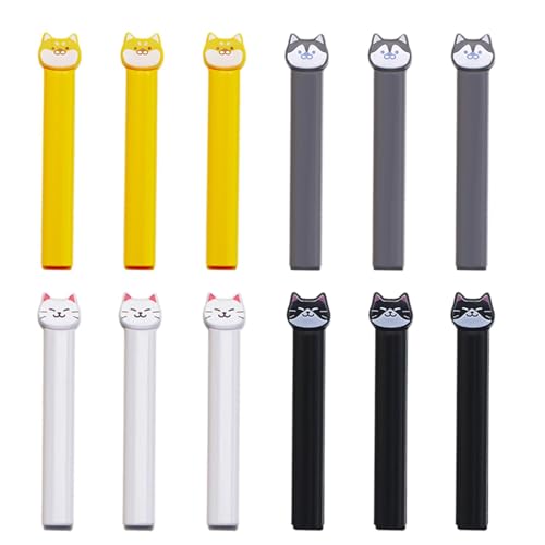 Clips para patatas fritas, clips para paquetes de alimentos, 12 clips de sellado de alimentos, clips de sellado de bolsas reutilizables, abrazadera de bolsa de comestibles, bonita abrazadera de