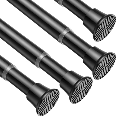 Image of AIZESI Tension Curtain Rod 18-36 inch,4Pcs Adjustable Black Curtain Tension Rod No Drilling Small Tension Rod Spring Tension Curtain Rod Expandable Curtain Rod