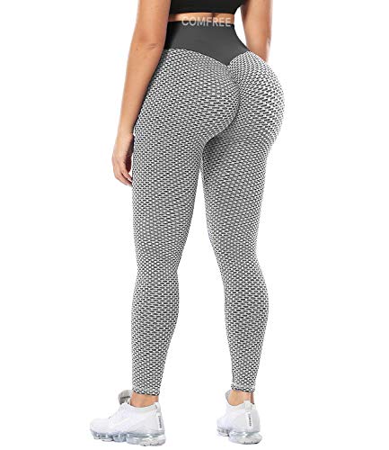 COMFREE Scrunch Butt Lifting Leggings TIK Tok for Women Booty Lift Yoga Pants Anti Cellulite Sexy for Workout Gray M