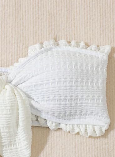 Women's Bathing Suit Knot Front Frill Trim Bandeau Swimsuit Bikini Top3