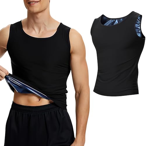 KBIBCK Camiseta elástica, Camiseta Adelgazante Hombre Sauna Body Shaper Chaleco, Camiseta sin Manga Hombre para Deporte Fitness, Entrenamiento Aeróbico, Shaper Entrenamiento(Talla L)