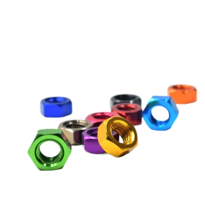 Colorful Aluminium Alloy 6061 Hexagon Nuts Hex Nuts DIN934 M3 M4 M5 M6 M8 (Gold,M6-1.0,100pcs)