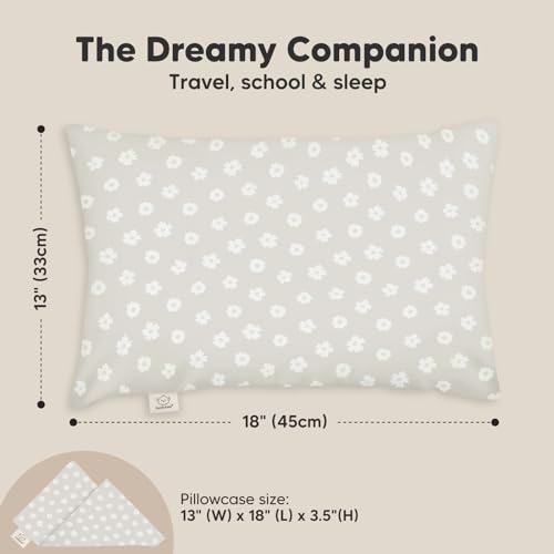Image of Toddler Pillow with Pillowcase, 13x18 My Little Dreamy Pillow (Meadow) | Kids Travel Bed Pillow for Sleep, Organic Cotton Small Pillowcase, Soft, Breathable, Machine Washable, Toddlers 2-5 years old
