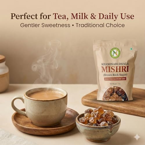 Image of Nature Vit Khandsari Dhaga Mishri 200 Gram | Pure Threaded Rock Sugar | Traditional Brown Mishri Candy For Pooja & Wellness