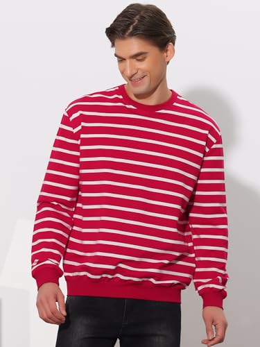 Lars Amadeus Men's Striped Sweatshirt Regular Fit Round Neck Long Sleeves Printed Pullover Sweatshirts2
