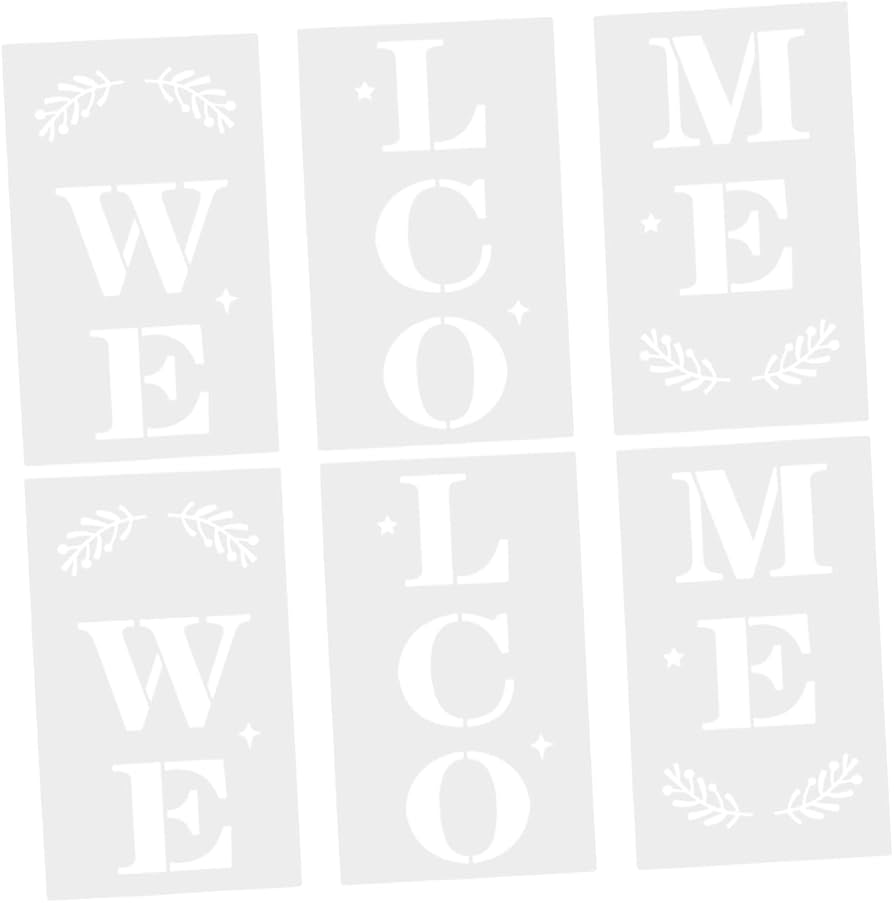 Amazon.com: NUOBESTY 6pcs Hollow Out Template Front Door Signs Welcome Stencil Vertical Letter Stencils Drawing Stencils for Welcome Stencil Printable Welcome Stencil for Front Door The Pet White