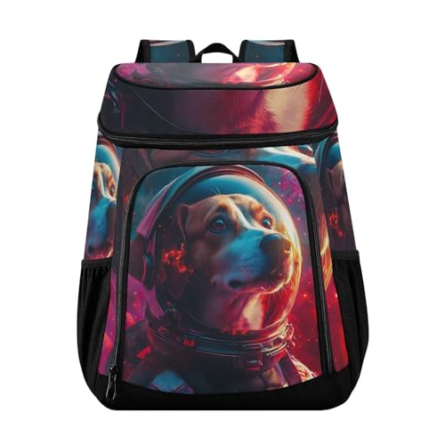 Funny Dog Astronaut Starry Sky Cooler Backpack Cooler Insulated Leak Proof Lunch Backpack 36 Cans Waterproof Soft for Men Women Picnic Hiking Camping Beach