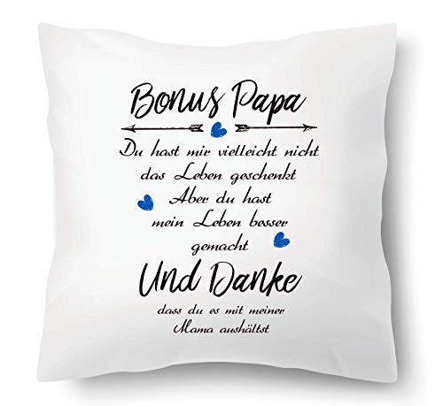 Farbwuselei Kissen Bonus Papa mit Kissenhülle Inlay Kissenbezug Geschenk Blau Einzelkind