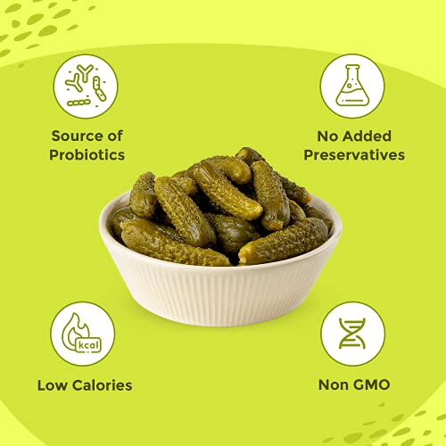 Image of Neo Whole Gherkins 480g I Pack of 1 I 100% Plant Based I Low Fat Sweet and Crunchy Pickles, Ready to Eat I Enjoy with Nachos, Make a Healthy Salad at home