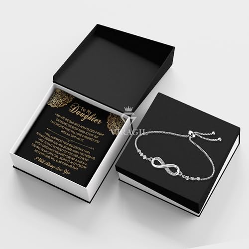 Image of To My Daughter Bracelet From Mom And Dad With Heartfelt Message & Elegant Box, Valentines Gifts For Daughter, Jewelry Gift For Daughter From Mother and Father On Birthday, Graduation