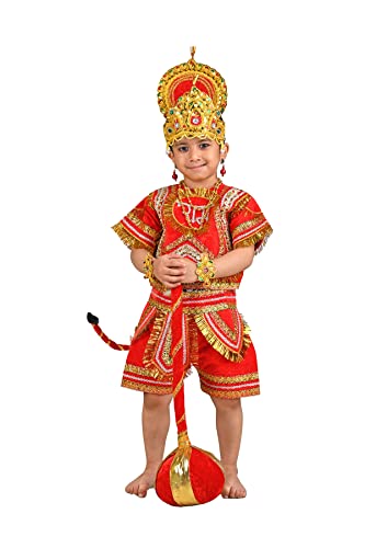 Image of BookMyCostume Complete Hanuman Bajrang Bali Hindu God Kids & Adults Fancy Dress Costume | With Gada 2-3 years