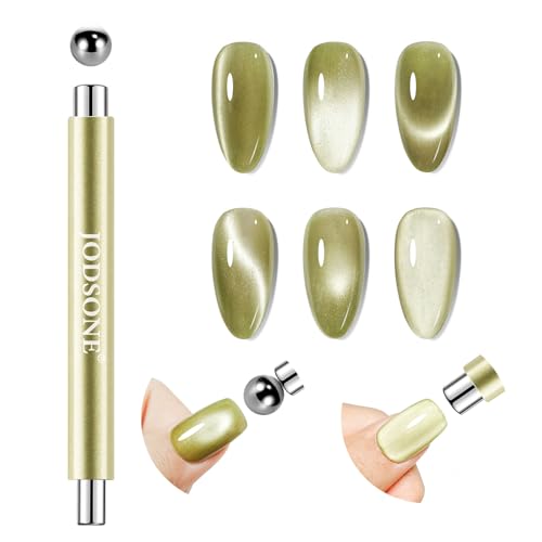 JODSONE 3-in-1 Cat Eye Magnet Nail Art Tool Cylindrical & Ball Magnet Nail Art Pens Multi-Effect Magnets for Cat Eye Gel Polish DIY at Home Salon(Magnet Only No Gel Included)