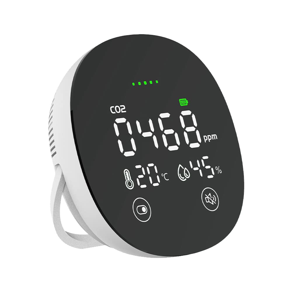 CO2 Meter Messgerät Raumluft, CO2 Melder Testsieger Mit Temperatur Und Feuchtigkeitstester, Kohlendioxid Melder Mit Helligkeit, Raumluftmessgerät Mit Tonalarm