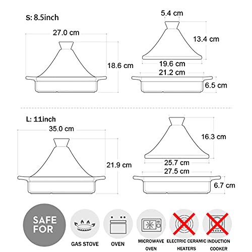 Aizyr Tagine Moroccan Ceramic Cooker Pot, Nonstick Cooking Tagine W/Ceramic Lid Cookware Stew Pan For Different Cooking Styles,Pink,11Inch #TOP4