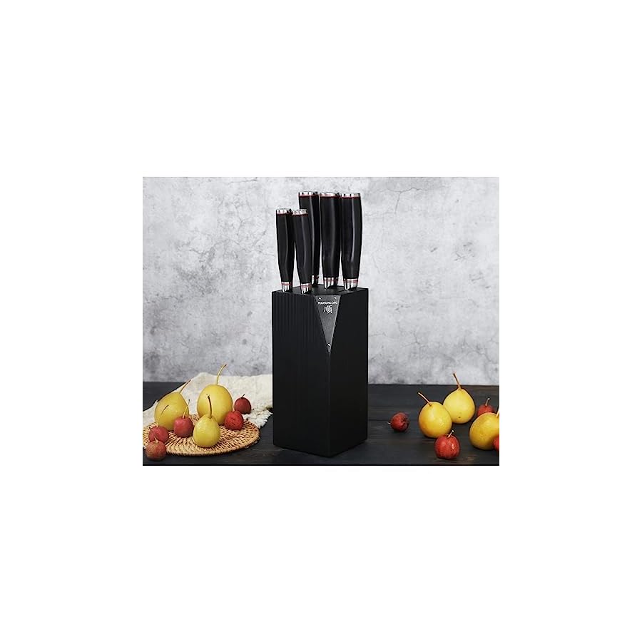 YOUSUNLONG-Knife-Block-Sets-5pcs-Kitchen-Knives-Set-with-Natural-Fraxinus-Americana-Holder-Japanese-Hammered-Damascus-Steel-Blade-Natural-Ebony-Handle-with-Gift-Box YOUSUNLONG Knife Block Sets - 5pcs Kitchen Knives Set with Natural Fraxinus Americana Holder - Japanese Hammered Damascus Steel Blade - Natural Ebony Handle with Gift Box