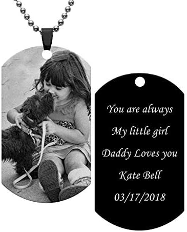 Free Engraving- Photo Text Necklace Dog Tag Pendant Customized Picture Special Date Army Necklaces Engraved Anniversary Memorial Jewelry Gift