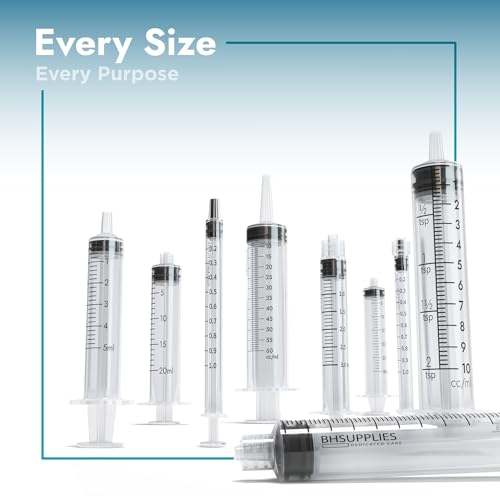 bh supplies 10ml luer lock tip syringes no needle - sterile individually wrapped - 100 syringes