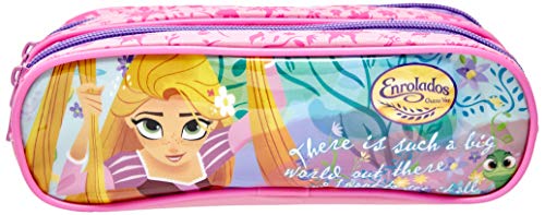 Estojo Soft Disney Rapunzel 7 x 22 x 8, 2 Divisórias, P, Dermiwil 52143, Rosa
