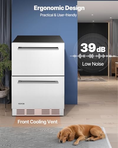 VEVOR Under Counter Drawer Refrigerator, 24 In Stainless Steel Fridge with Temperature Control, Dual Drawer Refrigerator with Powerful Compressor & LED Display, for Home, Office, and Commercial Use on Fridge.com