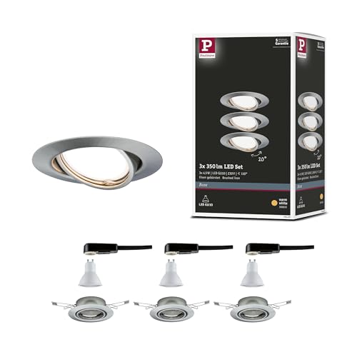Paulmann 93420 Spot encastré LED Base rond incl. 3x5W projecteurs encastrés Acier brossé spot métal lampe encastrée 3000 K GU10