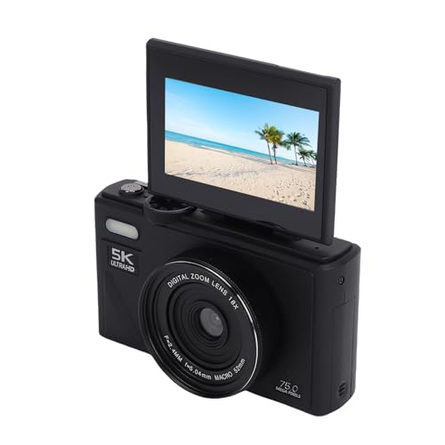 Appareil photo numérique 5K 75MP Fabater avec écran rabattable 3 pouces et zoom 18X noir