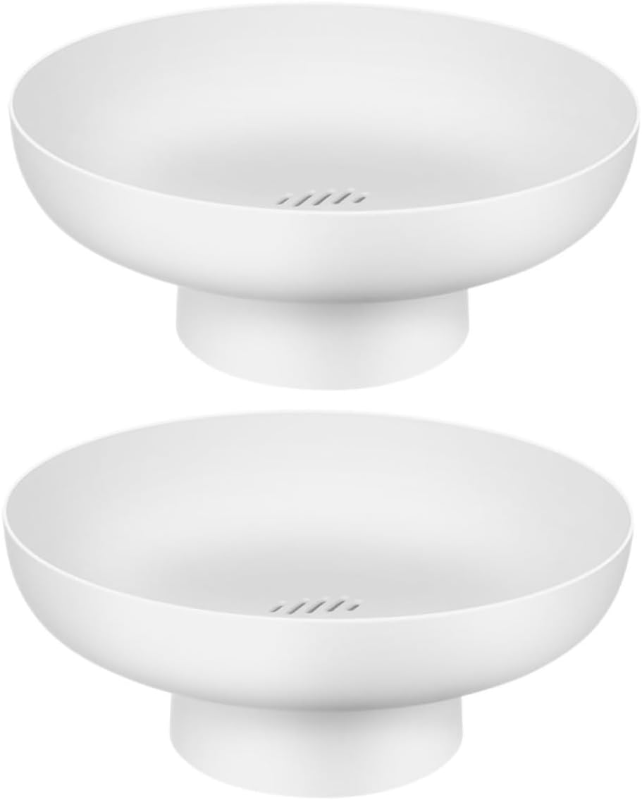 2Pcs Elegant Footed Fruit Bowl Decorative Snack Serving Trays for Home Kitchen Table Centerpiece Versatile Storage for Fruits Desserts and Nuts White Design