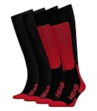 HEAD Unisex Skistrümpfe Skisocken Thermo Kniestrümpfe 791003001 2 Paar, Farbe:Rot, Größe:43-46, Menge:2 Paar (1x 2er Pack), Artikel:-118 chinese red