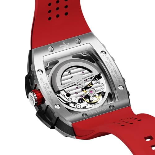 Image of OLEVS Watch Men Self Winding Luxury Skeleton Mechanical Business Dress Square Wrist Watches Calendar Watches