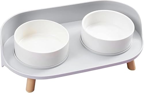 AZIEBAY木製の脚が付いたセラミック製の猫用ボウル。 食べたり飲んだりするのに便利で、実用的で、お手入れが簡単で、猫や小型犬に適しています。 かわいい。