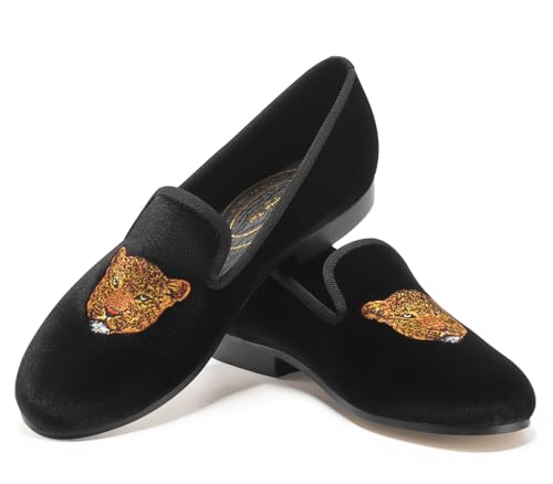 Image of Journey West Women's Velvet Loafer Flat with Embroidery Velvet Slippers